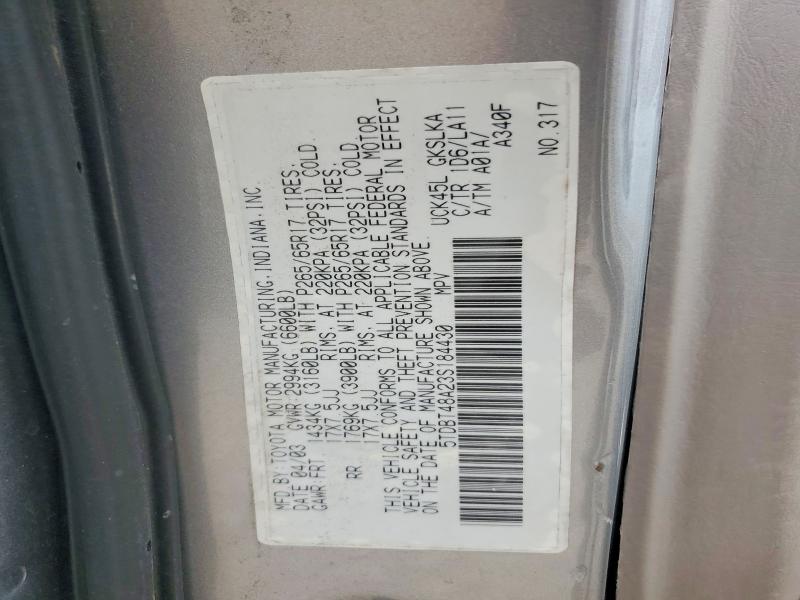 2003 Toyota Sequoia მანქანა იყიდება აუქციონზე, vin: 5TDBT48A23S184430, აუქციონის ნომერი: 62122606