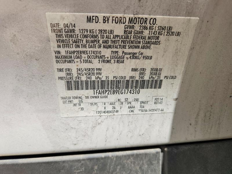 Продажа на аукционе авто 2014 Ford Taurus, vin: 1FAHP2E89EG174310, номер лота: 62488836