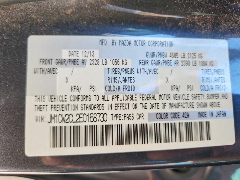 Продаж на аукціоні авто 2014 Mazda 5, vin: JM1CW2CL2E0168730, номер лоту: 61527396