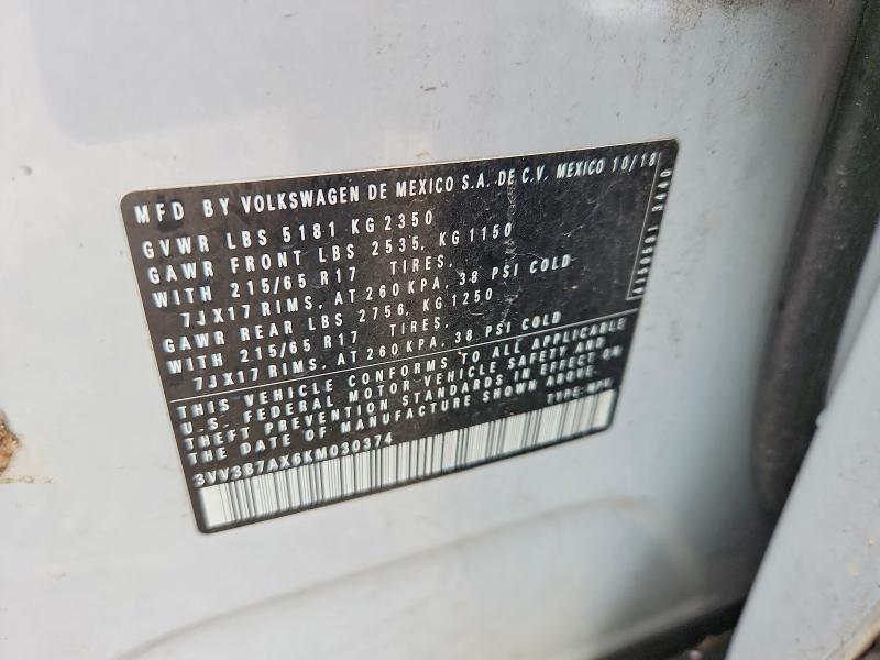 Продаж на аукціоні авто 2019 Volkswagen Tiguan, vin: 3VV3B7AX6KM030374, номер лоту: 61049266