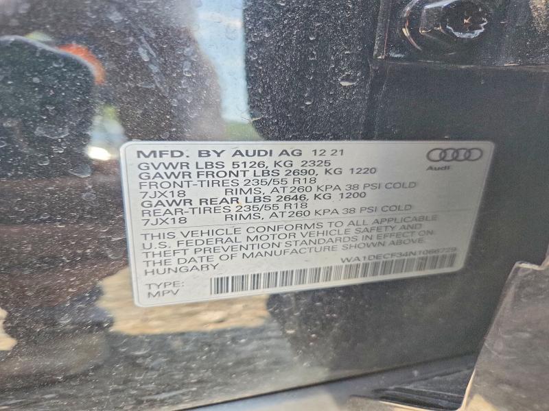 Продажа на аукционе авто 2022 Audi Q3, vin: WA1DECF34N1066729, номер лота: 62023036
