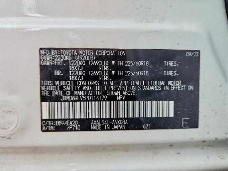Aukcja sprzedaży 2023 Toyota Rav4, vin: JTMD6RFV5PD114179, numer aukcji: 60018406