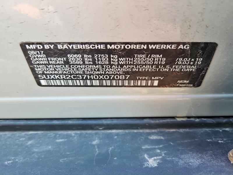 Продаж на аукціоні авто 2017 Bmw X5, vin: 5UXKR2C37H0X07087, номер лоту: 62541596