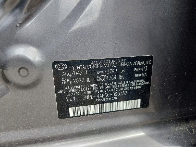 Aukcja sprzedaży 2012 Hyundai Elantra, vin: 5NPDH4AE5CH093357, numer aukcji: 60665676