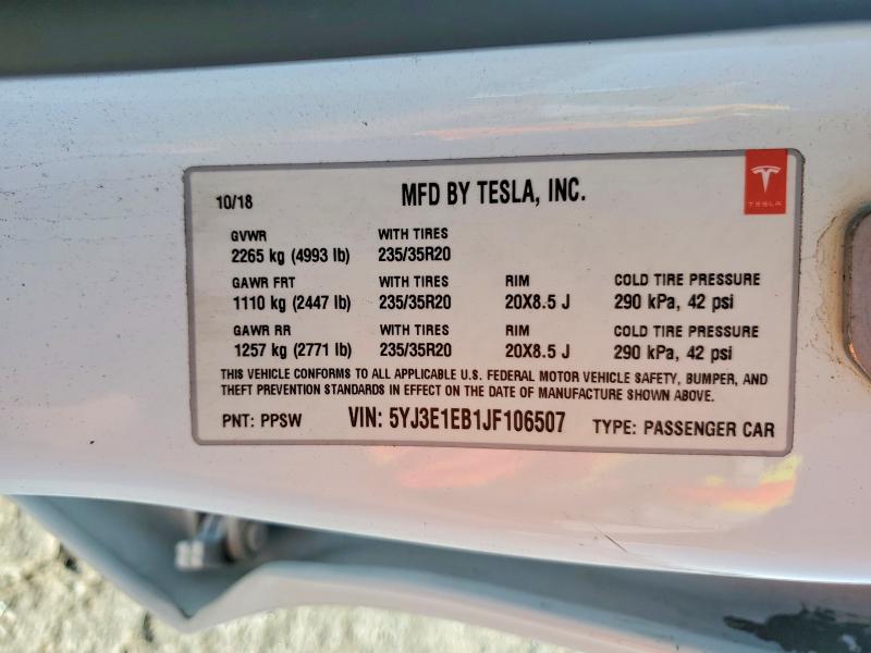 Продажа на аукционе авто 2018 Tesla Model 3, vin: 5YJ3E1EB1JF106507, номер лота: 63165656