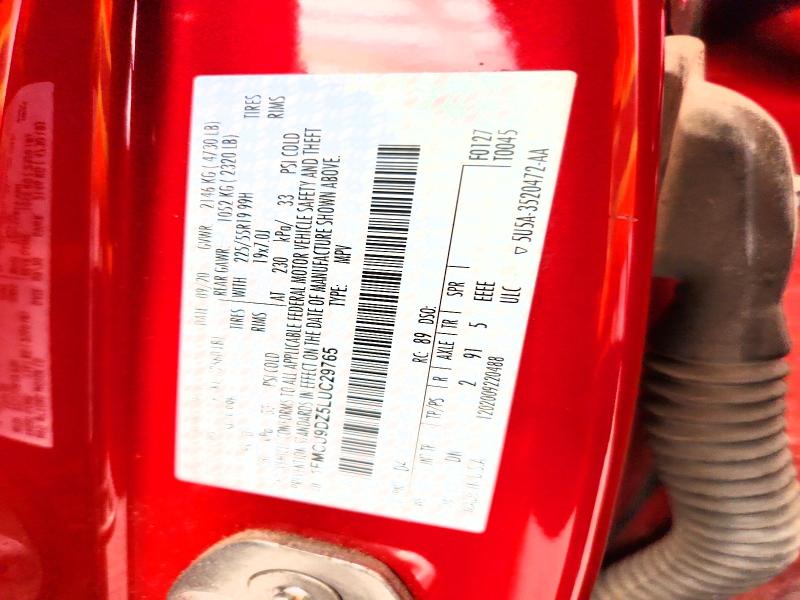 2020 Ford Escape მანქანა იყიდება აუქციონზე, vin: 1FMCU9DZ5LUC29765, აუქციონის ნომერი: 60893546