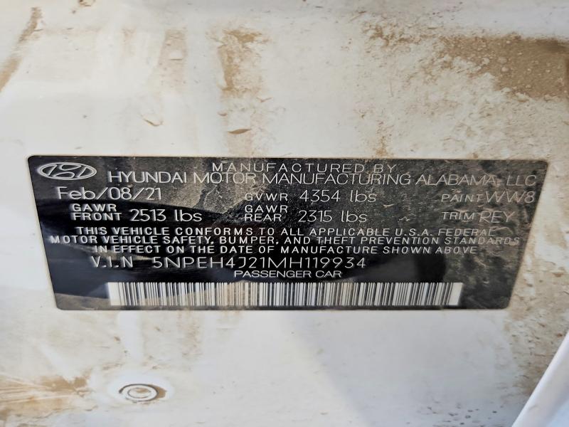 85963645 :رقم المزاد ، 5NPEH4J21MH119934 vin ، 2021 Hyundai Sonata مزاد بيع