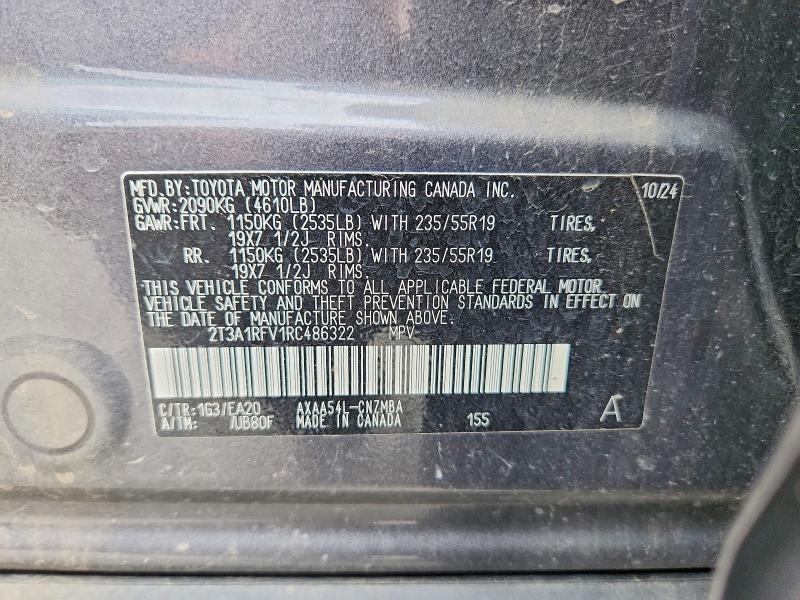 2024 Toyota Rav4 მანქანა იყიდება აუქციონზე, vin: 2T3A1RFV1RC486322, აუქციონის ნომერი: 62841306