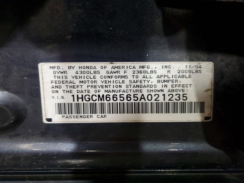Продажа на аукционе авто 2005 Honda Accord, vin: 1HGCM66565A021235, номер лота: 60759976