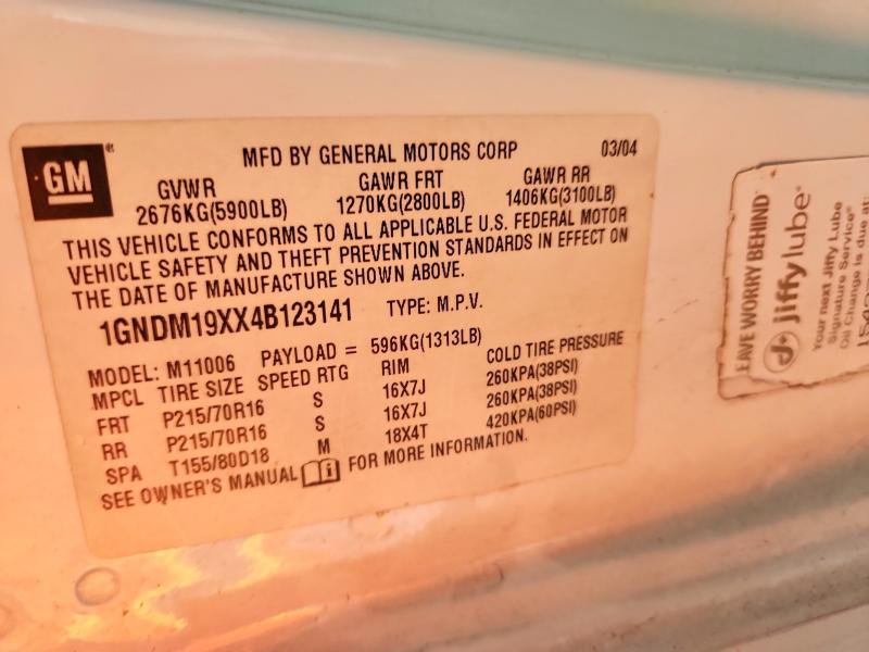 Продаж на аукціоні авто 2004 Chevrolet Astro, vin: 1GNDM19XX4B123141, номер лоту: 59977366