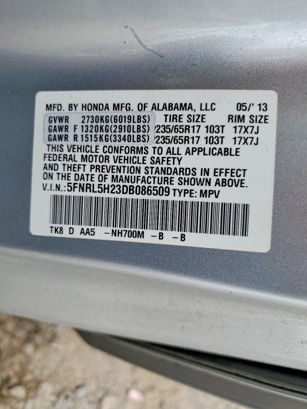 Продажа на аукционе авто 2013 Honda Odyssey, vin: 5FNRL5H23DB086509, номер лота: 59385076