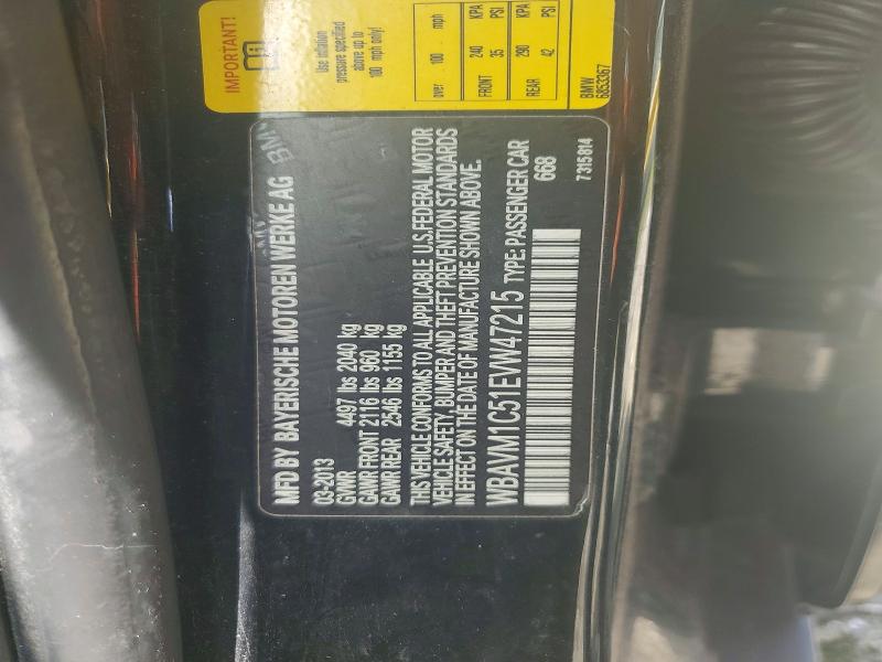 61898126 :رقم المزاد ، WBAVM1C51EVW47215 vin ، 2014 Bmw X1 مزاد بيع