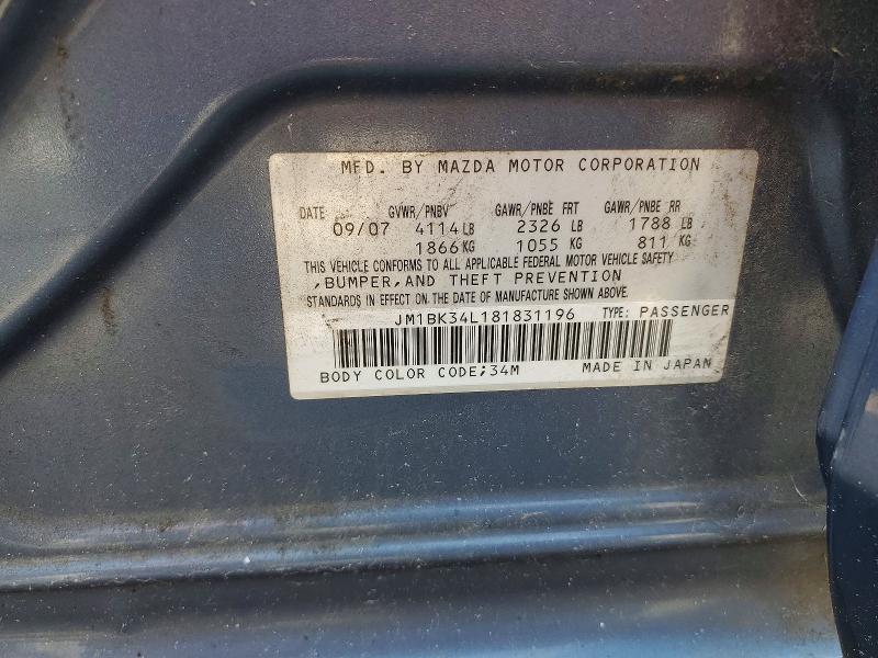 Aukcja sprzedaży 2008 Mazda Speed, vin: JM1BK34L181831196, numer aukcji: 63009246