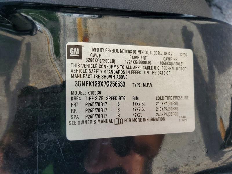 Продаж на аукціоні авто 2007 Chevrolet Avalanche, vin: 3GNFK123X7G256533, номер лоту: 61154646