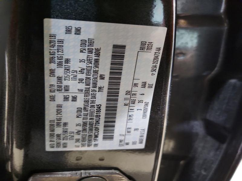 2019 Ford Escape მანქანა იყიდება აუქციონზე, vin: 1FMCU0F70KUB18045, აუქციონის ნომერი: 60055156