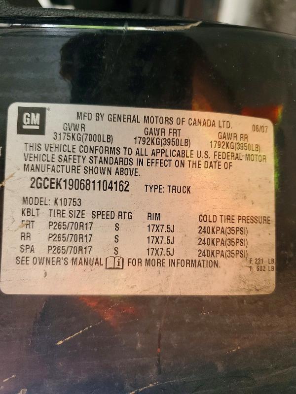 Aukcja sprzedaży 2008 Chevrolet Silverado, vin: 2GCEK190681104162, numer aukcji: 60323746