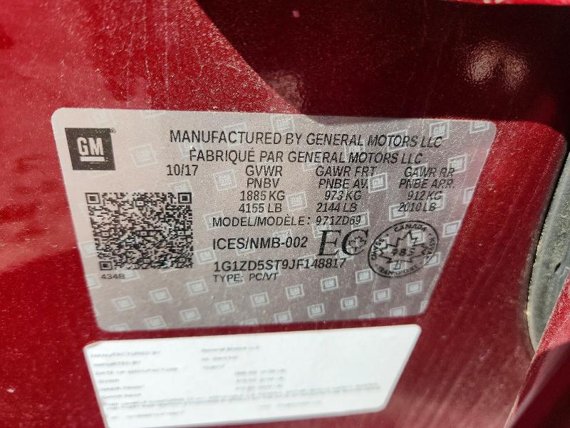 Aukcja sprzedaży 2018 Chevrolet Malibu, vin: 1G1ZD5ST9JF148817, numer aukcji: 60627276