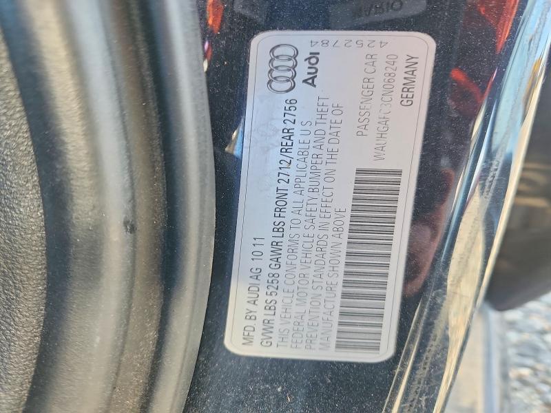 63027626 :رقم المزاد ، WAUHGAFC3CN068240 vin ، 2012 Audi A6 مزاد بيع
