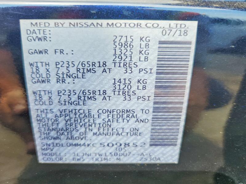 Aukcja sprzedaży 2019 Infiniti Qx60, vin: 5N1DL0MM4KC509852, numer aukcji: 63233606