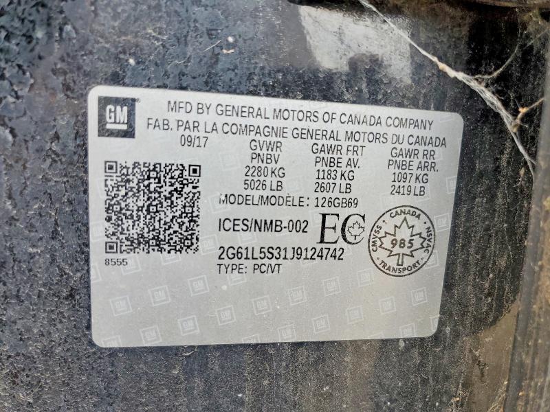 61064366 :رقم المزاد ، 2G61L5S31J9124742 vin ، 2018 Cadillac Xts مزاد بيع