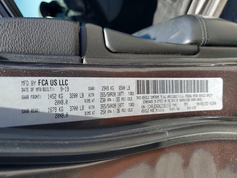 59274486 :رقم المزاد ، 1C4RJEAGXLC161116 vin ، 2020 Jeep Grand Cherokee مزاد بيع