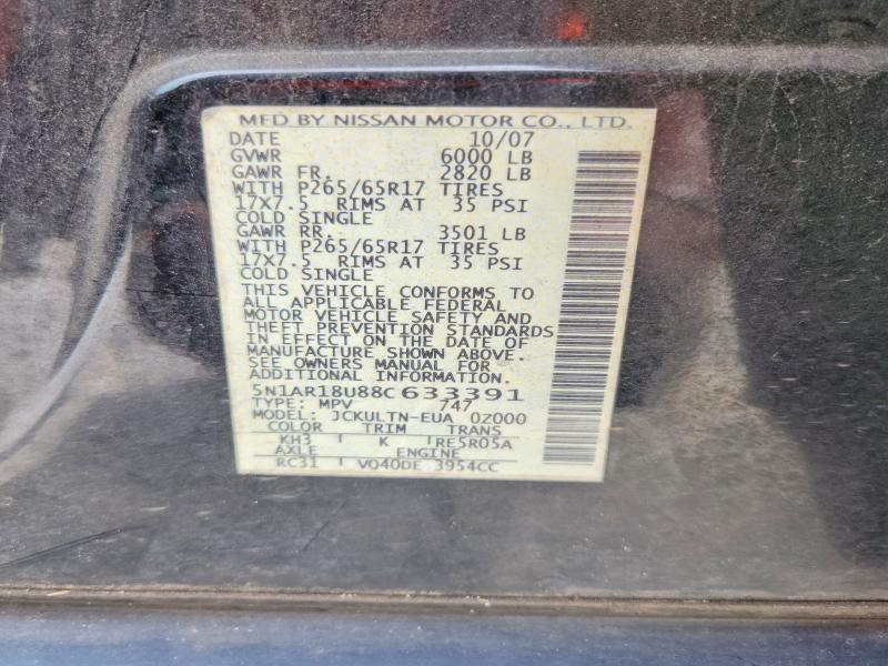 Продаж на аукціоні авто 2008 Nissan Pathfinder, vin: 5N1AR18U88C633391, номер лоту: 62316786