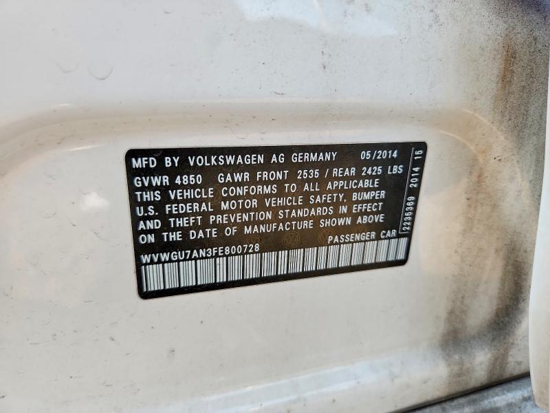 Продаж на аукціоні авто 2015 Volkswagen Cc, vin: WVWGU7AN3FE800728, номер лоту: 60217976
