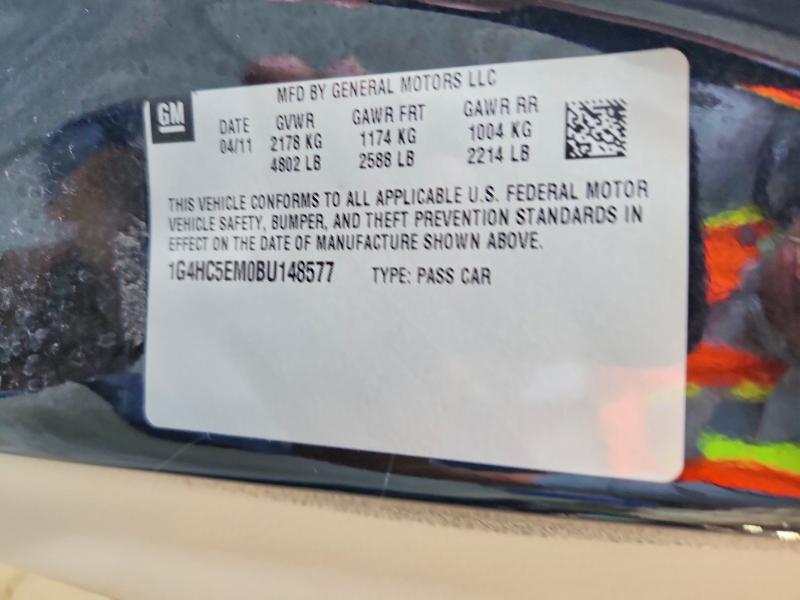 61724196 :رقم المزاد ، 1G4HC5EM0BU148577 vin ، 2011 Buick Lucerne مزاد بيع