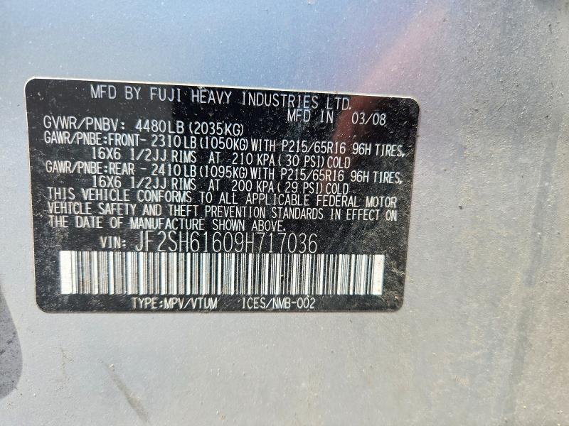 Продаж на аукціоні авто 2009 Subaru Forester, vin: JF2SH61609H717036, номер лоту: 61993496