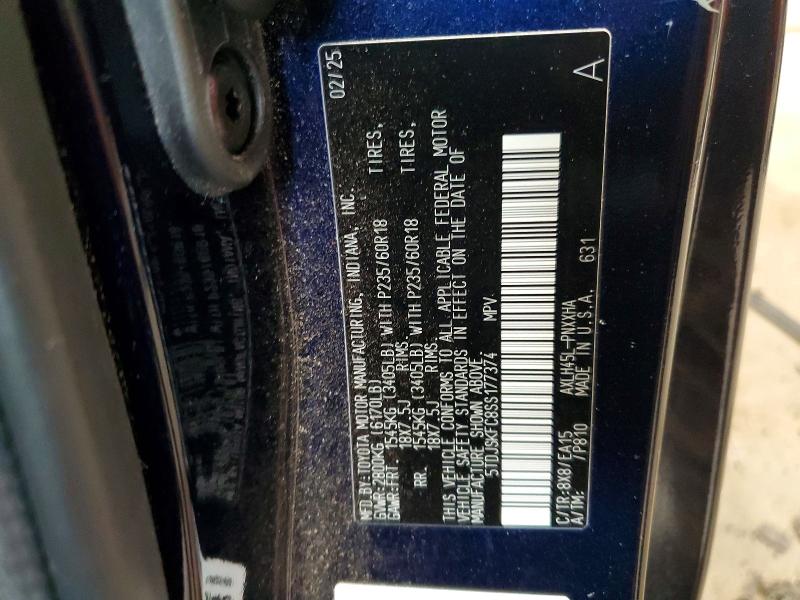 61098046 :رقم المزاد ، 5TDJSKFC8SS177374 vin ، 2025 Toyota Sienna مزاد بيع