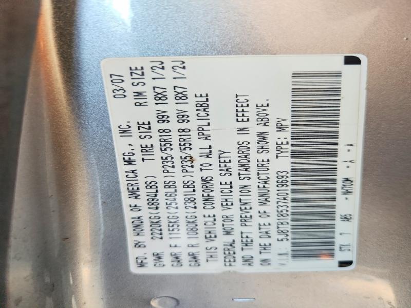 62855616 :رقم المزاد ، 5J8TB18537A019693 vin ، 2007 Acura Rdx مزاد بيع