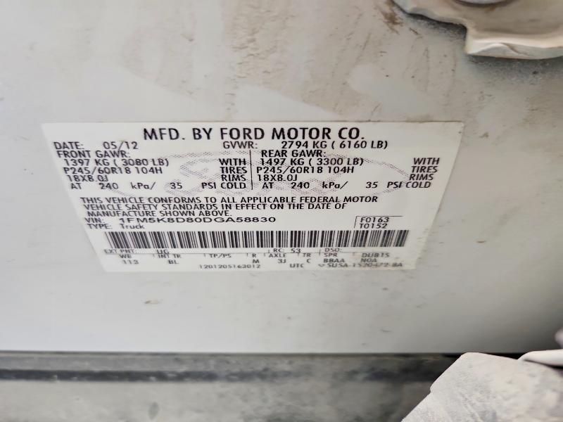 Aukcja sprzedaży 2013 Ford Explorer, vin: 1FM5K8D80DGA58830, numer aukcji: 59346596