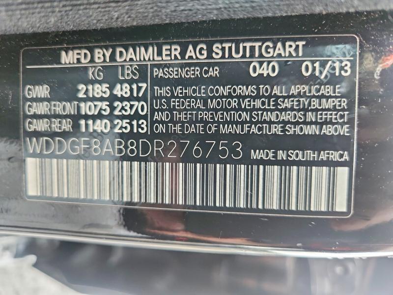 2013 Mercedes-benz C მანქანა იყიდება აუქციონზე, vin: WDDGF8AB8DR276753, აუქციონის ნომერი: 61673276