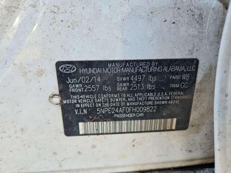 2015 Hyundai Sonata მანქანა იყიდება აუქციონზე, vin: 5NPE24AF0FH009822, აუქციონის ნომერი: 60299706