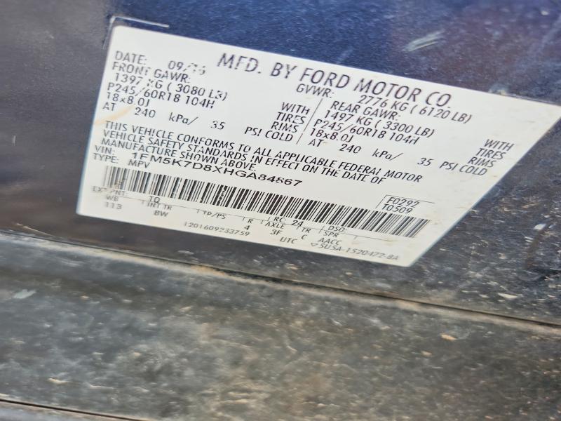 Aukcja sprzedaży 2017 Ford Explorer, vin: 1FM5K7D8XHGA84867, numer aukcji: 62659936