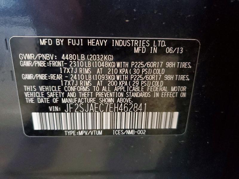 Aukcja sprzedaży 2014 Subaru Forester, vin: JF2SJAEC7EH462841, numer aukcji: 61155466
