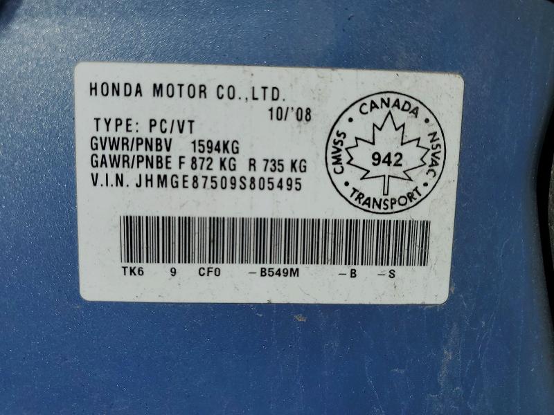 Продажа на аукционе авто 2009 Honda Fit, vin: JHMGE87509S805495, номер лота: 59358786