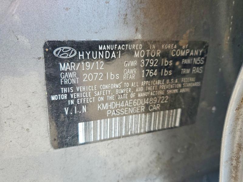 61210606 :رقم المزاد ، KMHDH4AE6DU489722 vin ، 2013 Hyundai Elantra مزاد بيع