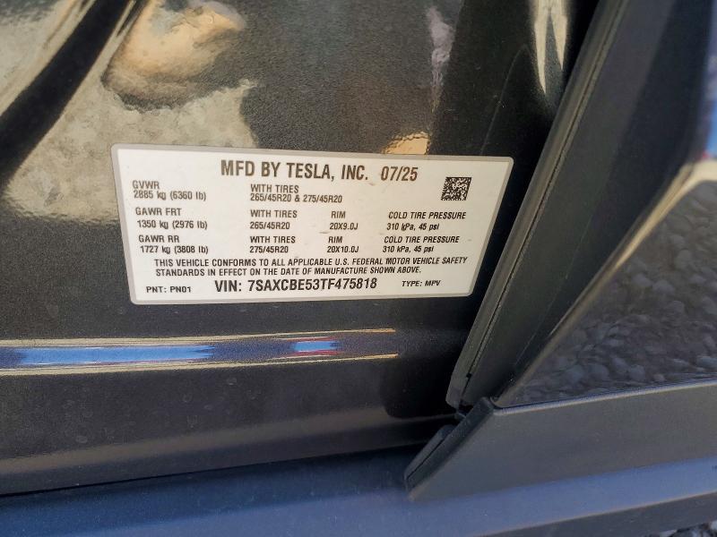 61785646 :رقم المزاد ، 7SAXCBE53TF475818 vin ، 2026 Tesla Model X مزاد بيع