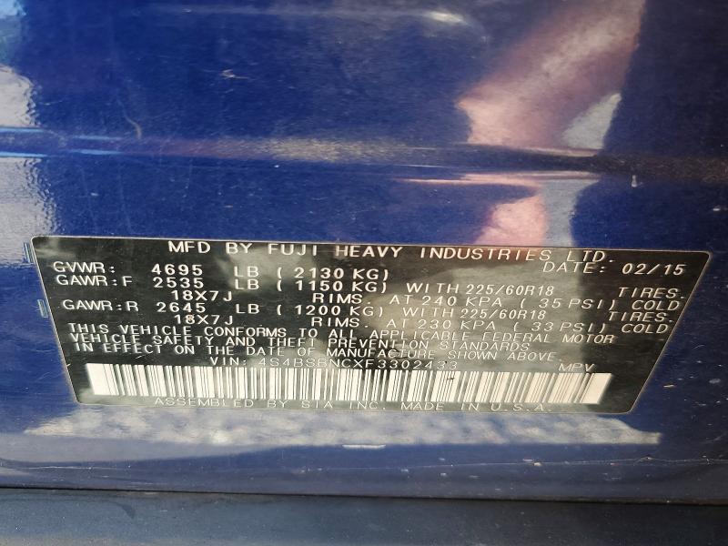 Продаж на аукціоні авто 2015 Subaru Outback, vin: 4S4BSBNCXF3302433, номер лоту: 61000486