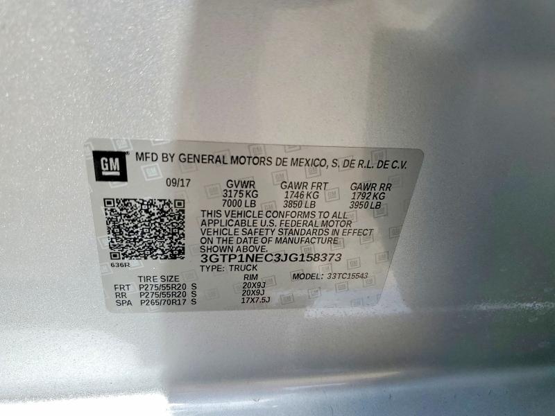 Aukcja sprzedaży 2018 Gmc Sierra, vin: 3GTP1NEC3JG158373, numer aukcji: 60146116