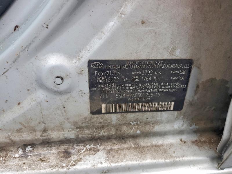 61171936 :رقم المزاد ، 5NPDH4AE5DH298419 vin ، 2013 Hyundai Elantra مزاد بيع