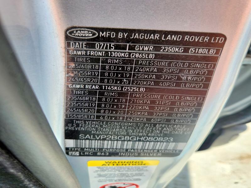 Продажа на аукционе авто 2016 Land Rover Range Rover Evoque, vin: SALVP2BG8GH080823, номер лота: 85626895