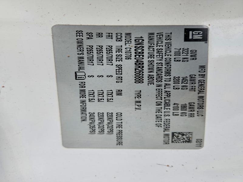 Продаж на аукціоні авто 2011 Chevrolet Tahoe, vin: 1GNSCBE04BR266888, номер лоту: 62314636