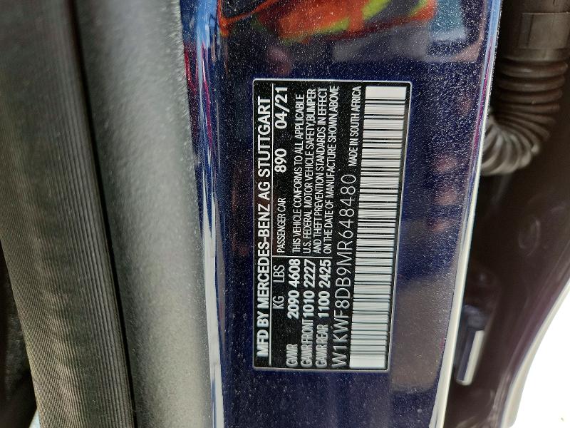 Aukcja sprzedaży 2021 Mercedes-benz C, vin: W1KWF8DB9MR648480, numer aukcji: 59550146