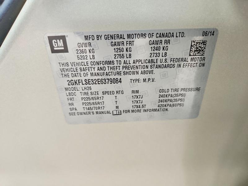 Auction sale of the 2014 Gmc Terrain, vin: 2GKFLSE32E6379084, lot number: 61627696