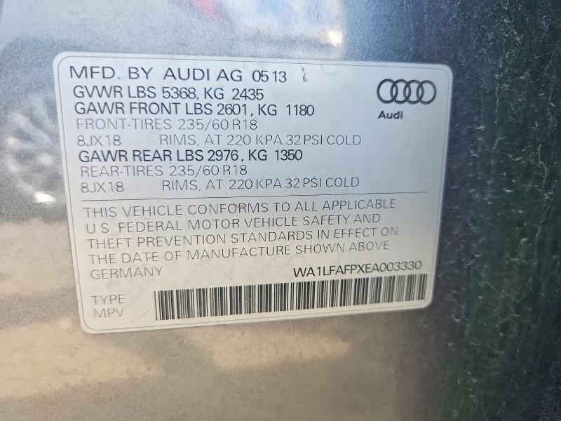 Aukcja sprzedaży 2014 Audi Q5, vin: WA1LFAFPXEA003330, numer aukcji: 62144076