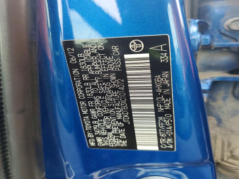 59725086 :رقم المزاد ، JTDKDTB3XC1014072 vin ، 2012 Toyota Prius C مزاد بيع