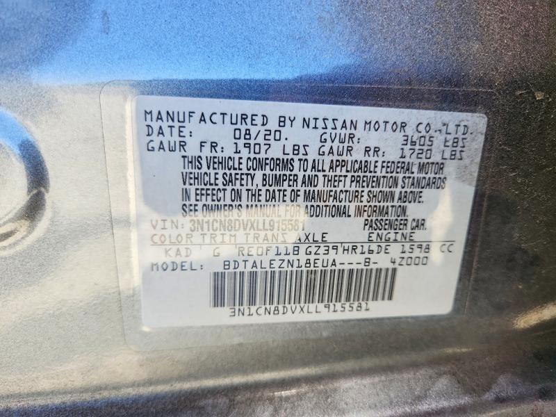 Продажа на аукционе авто 2020 Nissan Versa, vin: 3N1CN8DVXLL915581, номер лота: 62114836