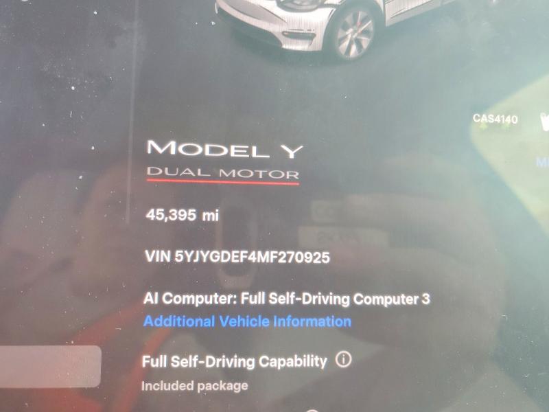 60515866 :رقم المزاد ، 5YJYGDEF4MF270925 vin ، 2021 Tesla Model Y مزاد بيع
